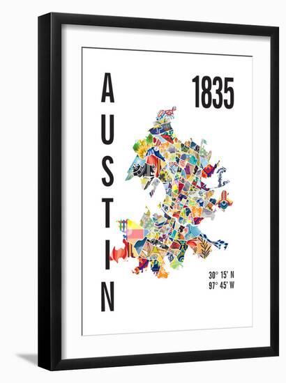 Austin Map Print-J Hill Design-Framed Giclee Print