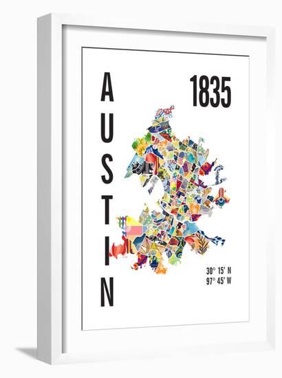 Austin Map Print-J Hill Design-Framed Giclee Print