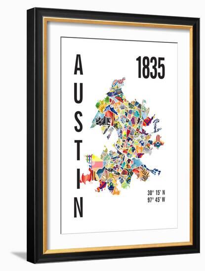 Austin Map Print-J Hill Design-Framed Giclee Print