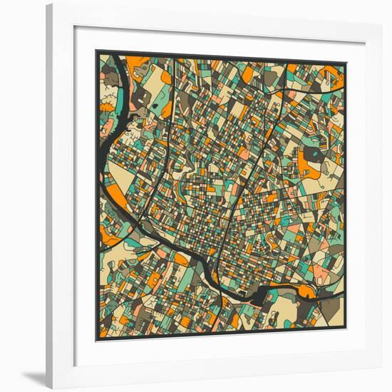 Austin Map-Jazzberry Blue-Framed Art Print