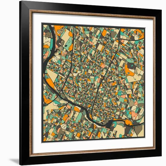 Austin Map-Jazzberry Blue-Framed Art Print