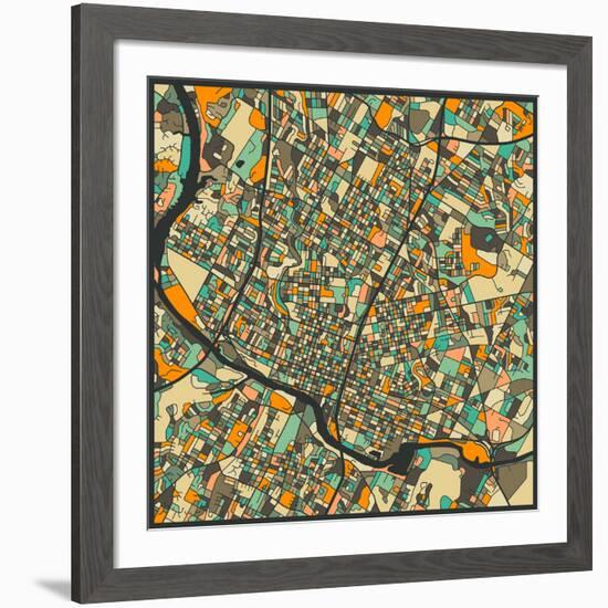 Austin Map-Jazzberry Blue-Framed Art Print