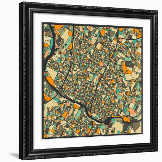 Austin Map-Jazzberry Blue-Framed Art Print