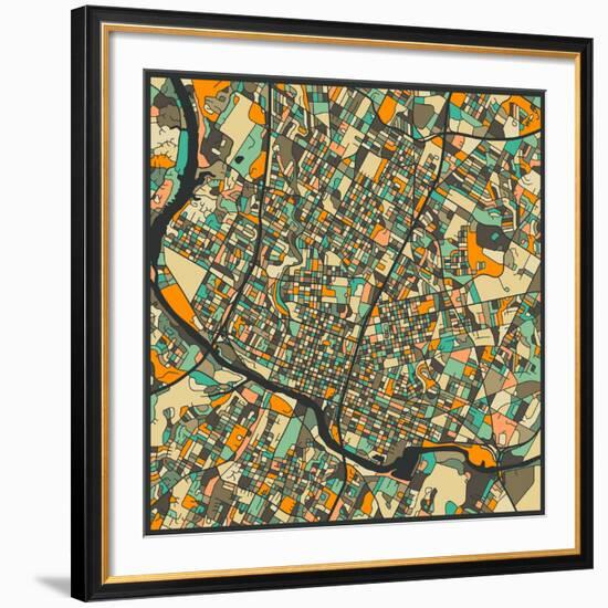 Austin Map-Jazzberry Blue-Framed Art Print