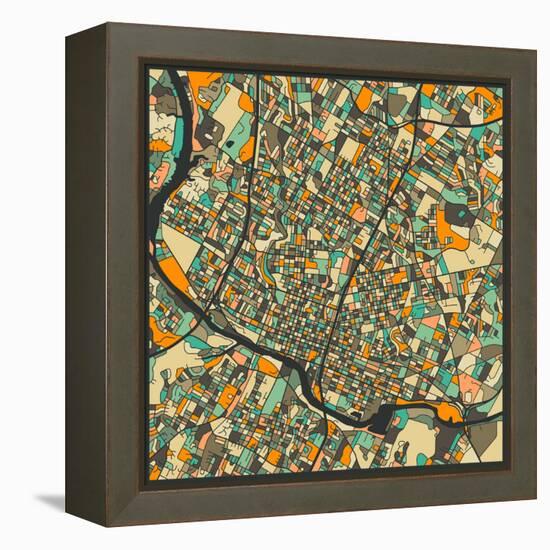 Austin Map-Jazzberry Blue-Framed Stretched Canvas