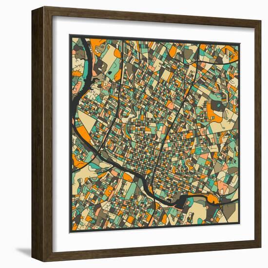 Austin Map-Jazzberry Blue-Framed Art Print