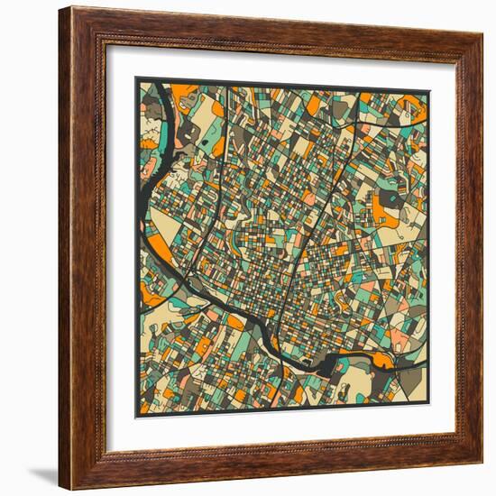 Austin Map-Jazzberry Blue-Framed Art Print