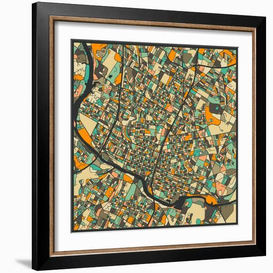 Austin Map-Jazzberry Blue-Framed Art Print