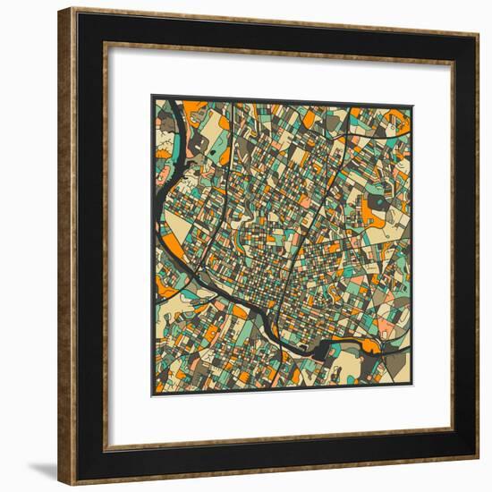 Austin Map-Jazzberry Blue-Framed Art Print