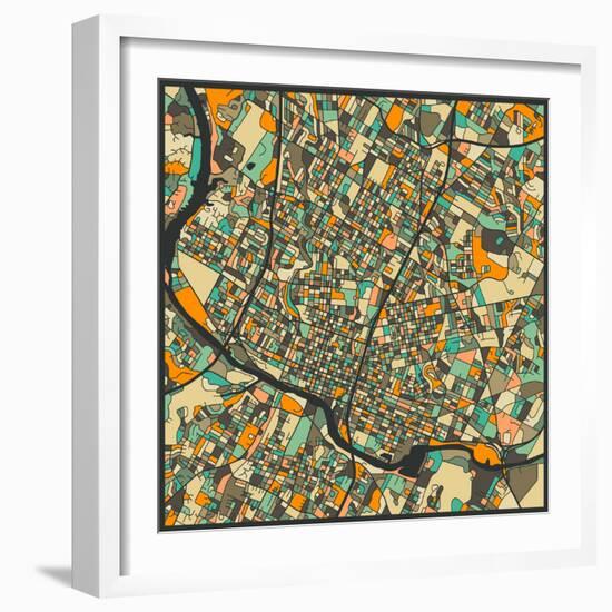 Austin Map-Jazzberry Blue-Framed Art Print