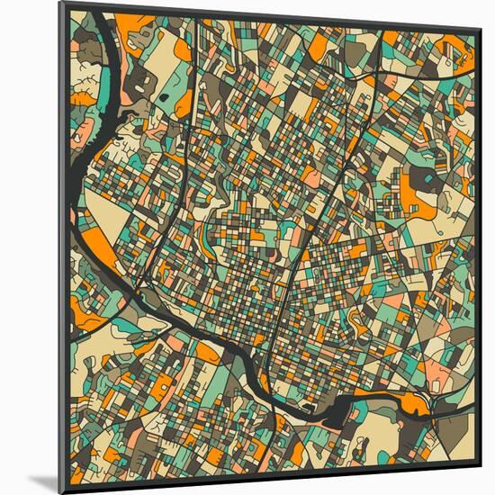 Austin Map-Jazzberry Blue-Mounted Art Print