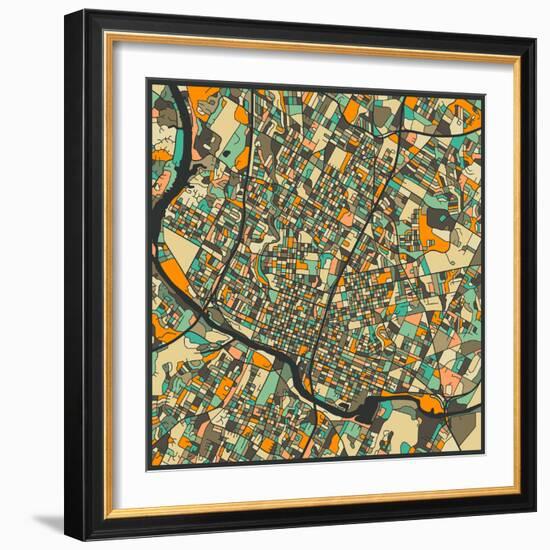 Austin Map-Jazzberry Blue-Framed Art Print