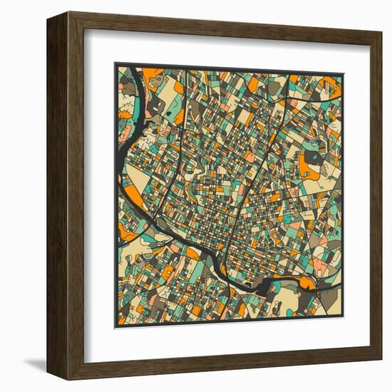 Austin Map-Jazzberry Blue-Framed Art Print