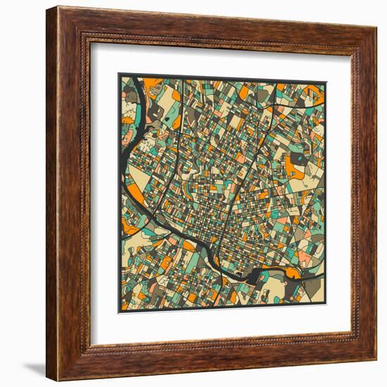 Austin Map-Jazzberry Blue-Framed Art Print