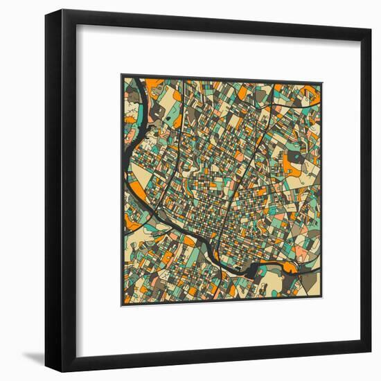 Austin Map-Jazzberry Blue-Framed Art Print