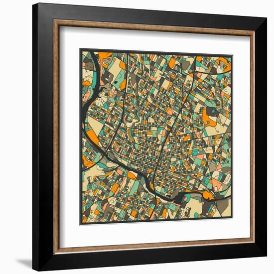 Austin Map-Jazzberry Blue-Framed Art Print