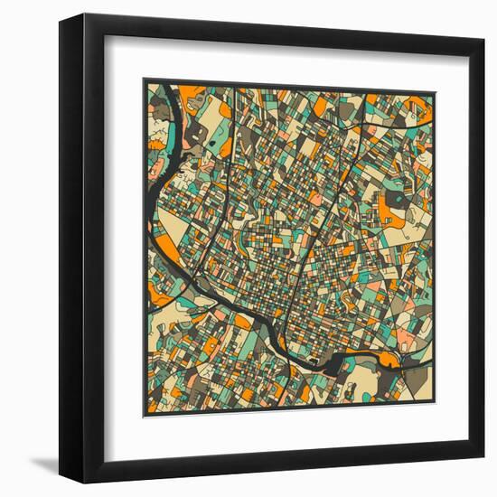 Austin Map-Jazzberry Blue-Framed Art Print