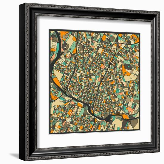 Austin Map-Jazzberry Blue-Framed Art Print