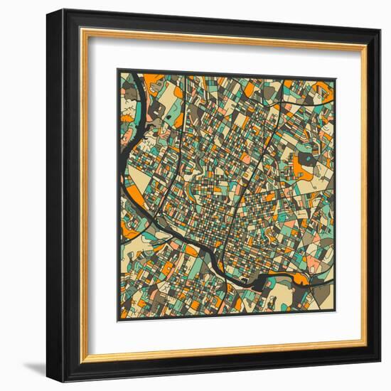 Austin Map-Jazzberry Blue-Framed Art Print