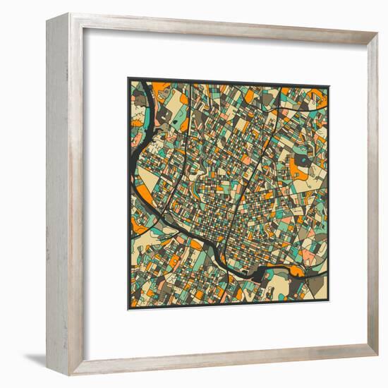 Austin Map-Jazzberry Blue-Framed Art Print