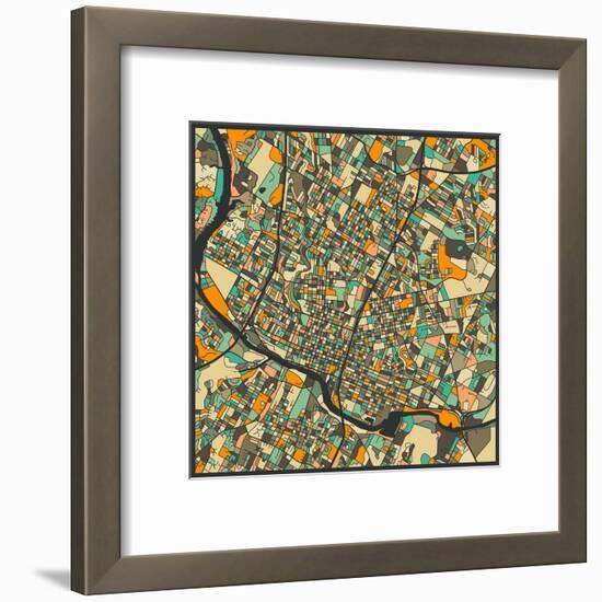 Austin Map-Jazzberry Blue-Framed Art Print