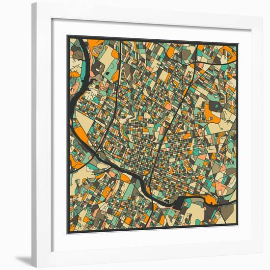 Austin Map-Jazzberry Blue-Framed Giclee Print