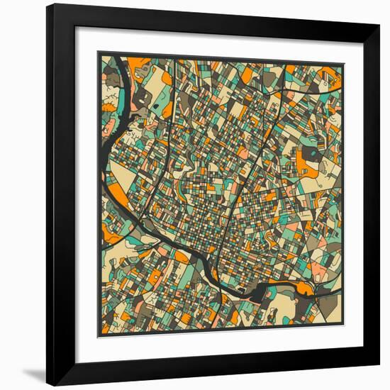 Austin Map-Jazzberry Blue-Framed Giclee Print