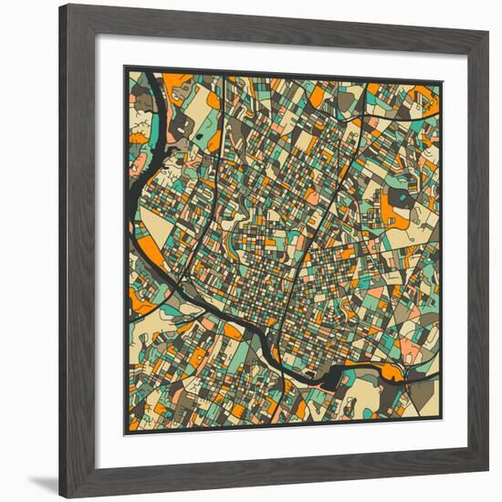 Austin Map-Jazzberry Blue-Framed Giclee Print