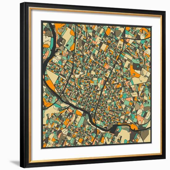 Austin Map-Jazzberry Blue-Framed Giclee Print