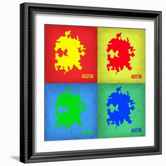 Austin Pop Art Map 1-NaxArt-Framed Art Print