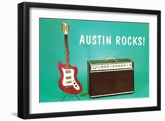 Austin Rocks Electric Guitar and Amp-null-Framed Art Print