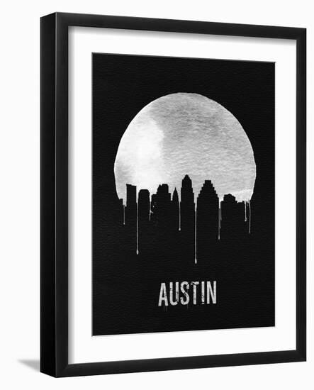 Austin Skyline Black-null-Framed Art Print