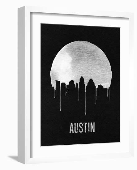 Austin Skyline Black-null-Framed Art Print