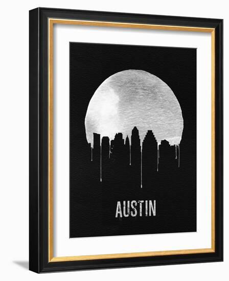 Austin Skyline Black-null-Framed Art Print