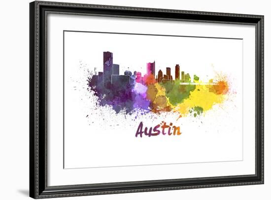 Austin Skyline in Watercolor-paulrommer-Framed Art Print