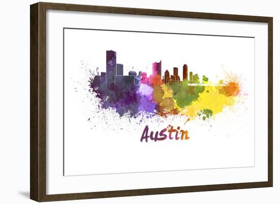 Austin Skyline in Watercolor-paulrommer-Framed Art Print