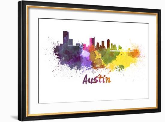 Austin Skyline in Watercolor-paulrommer-Framed Art Print