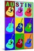 Austin, Texas - Acoustic Guitar Pop Art-Lantern Press-Mounted Art Print