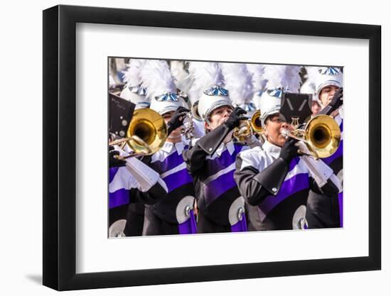 AUSTIN TEXAS - Marching Band celebrate Texas Independence Day Parade on Congress Avenue at the a...-null-Framed Photographic Print