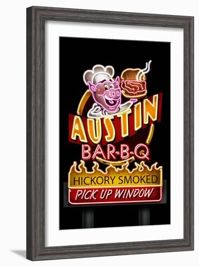 Austin, Texas - Neon BBQ Sign-Lantern Press-Framed Art Print