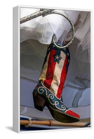 Photographic Print:Austin Texas - Red White Blue Sequin Cowboy Boots for The Annual Texas Independence Day Parade T : 36x24in