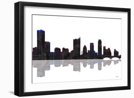 Austin Texas Skyline BW 1-Marlene Watson-Framed Giclee Print