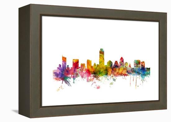 Austin Texas Skyline-Michael Tompsett-Framed Stretched Canvas