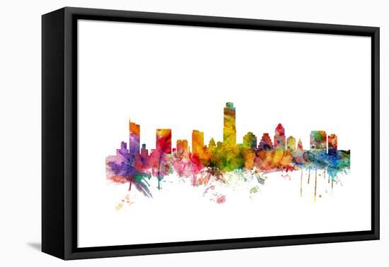 Austin Texas Skyline-Michael Tompsett-Framed Stretched Canvas