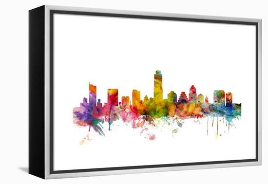 Austin Texas Skyline-Michael Tompsett-Framed Stretched Canvas