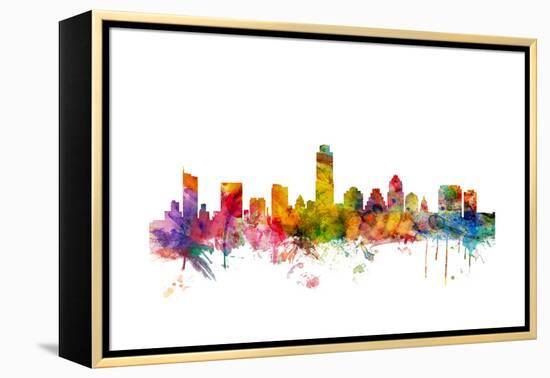 Austin Texas Skyline-Michael Tompsett-Framed Stretched Canvas