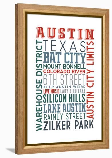 Austin, Texas - Typography-Lantern Press-Framed Stretched Canvas