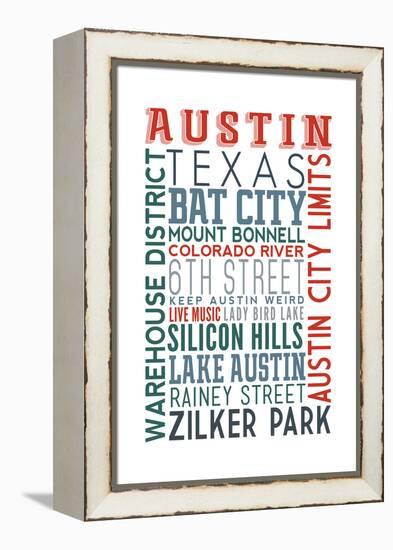 Austin, Texas - Typography-Lantern Press-Framed Stretched Canvas