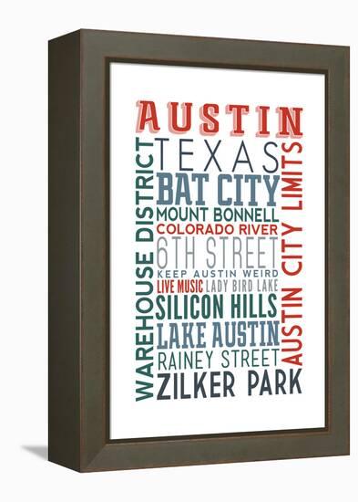 Austin, Texas - Typography-Lantern Press-Framed Stretched Canvas