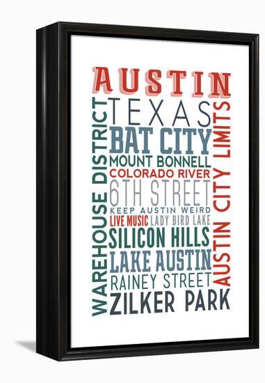 Austin, Texas - Typography-Lantern Press-Framed Stretched Canvas